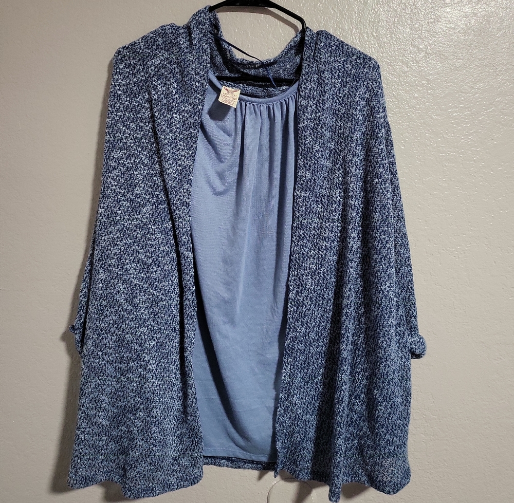 Faded Glory Women's Textured Blue Cardigan
